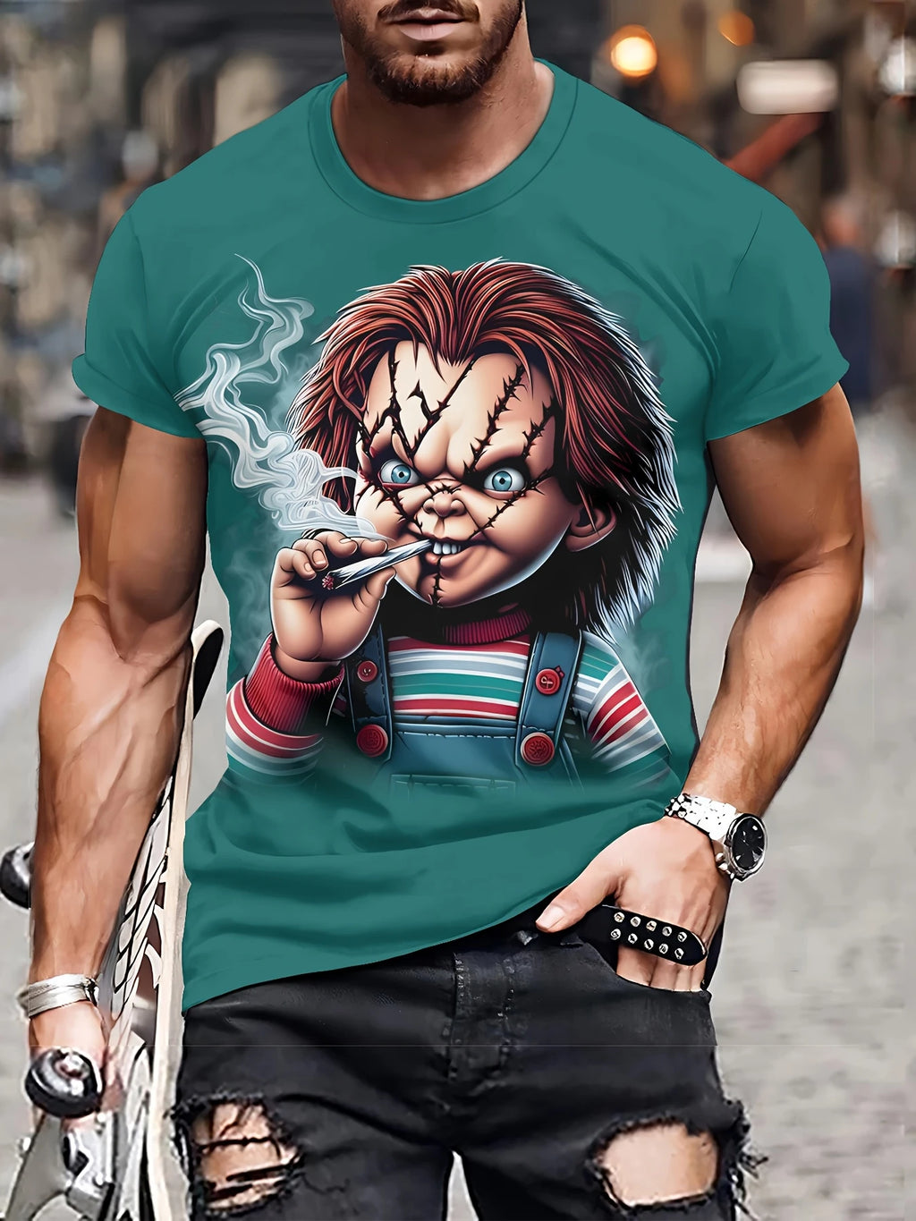 2025 Horror Movie Chucky 3d Print T-shirt Men Women Fashion Casual Short Sleeve T Shirt Halloween Gifts Tops Tee Man Clothes