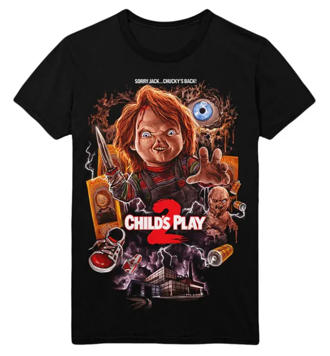 Chucky Killer Pose Retro Poster Horror Halloween Spooky Graphic T-Shirt