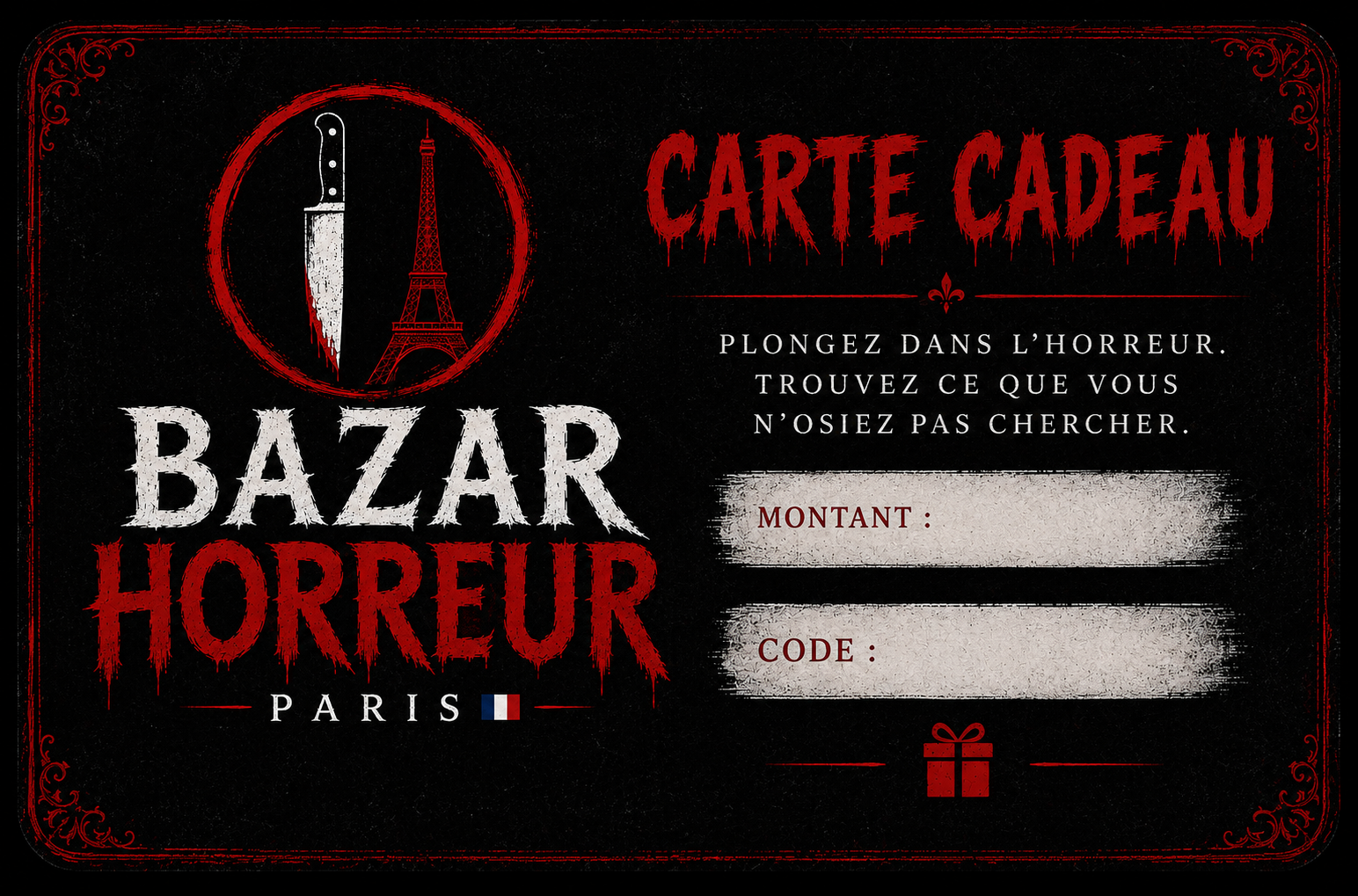 Carte cadeau BAZAR HORREUR PARIS